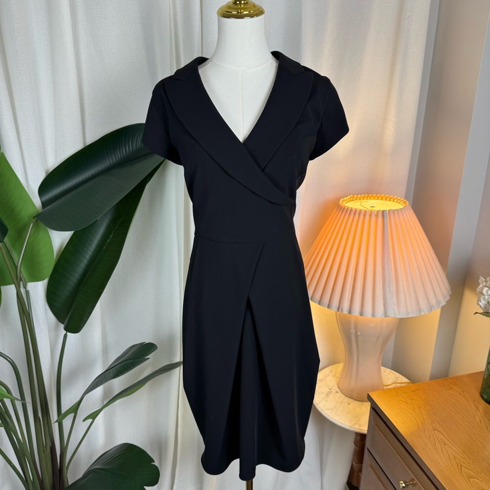 Giorgio Armani Silk Tuxedo Collar Draped Dress Made in Italy sz IT 42 / US 6